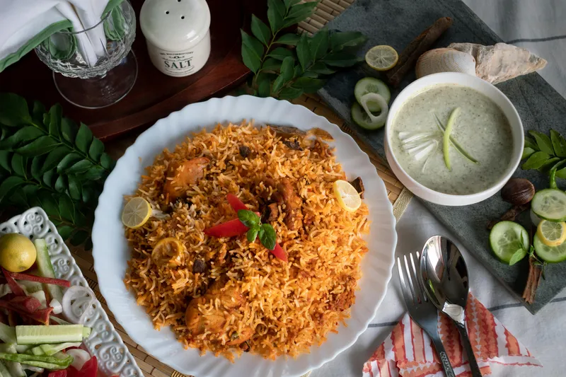 A Food Spread with a Rice Dish
